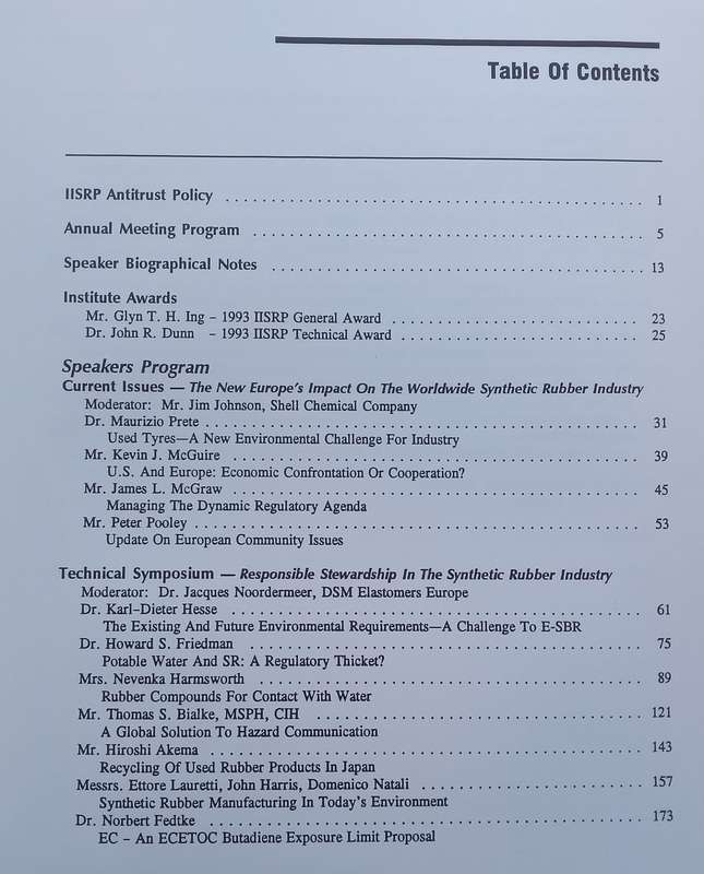 34th Annual Meeting Proceedings of the International Institute of Synthetic Rubber Producers (1993)