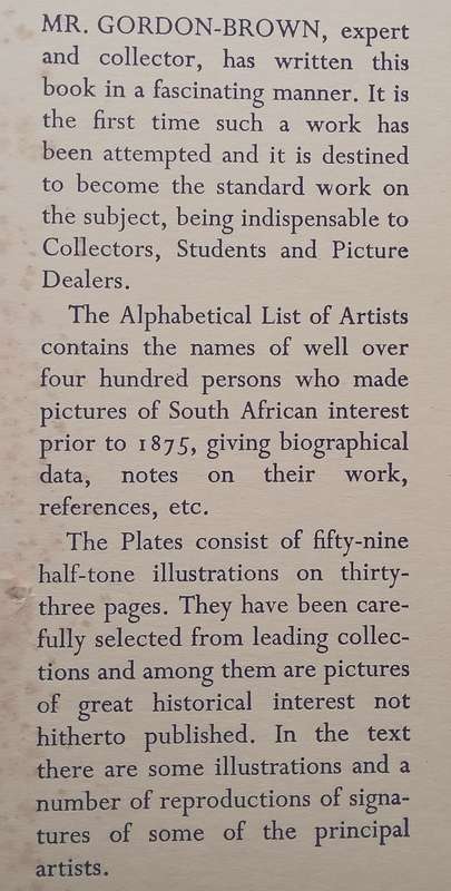 Pictorial Art in South Africa During Three Centuries to 1875 (Inscribed by Author) | A. Gordon-Brown