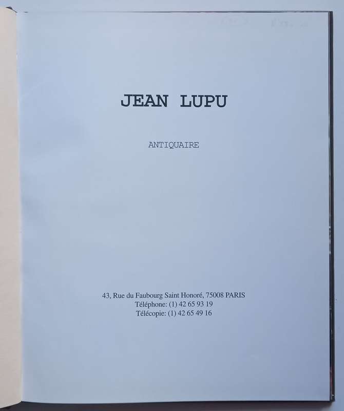 Jean Lupu Antiquaire (Catalogue, English/French Text)