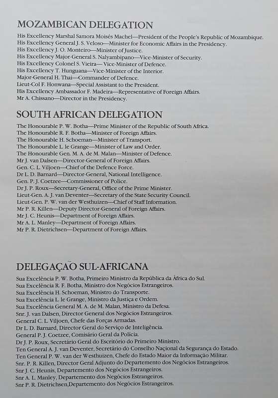 Programme: Signing of the Accord of Nkomati, 16 March 1984 (With Loosely Inserted Materials)