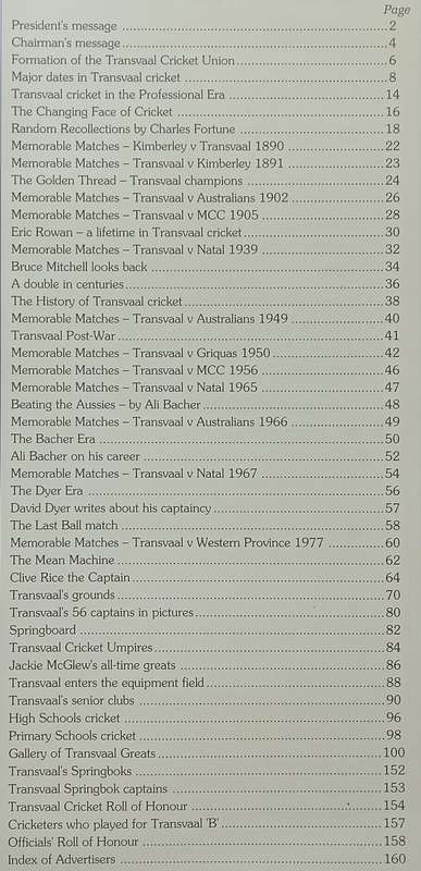 The First Century: Transvaal Cricket Centenary Book