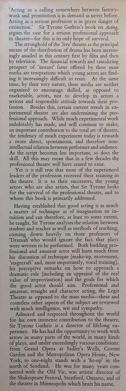 Acting | Tyrone Guthrie