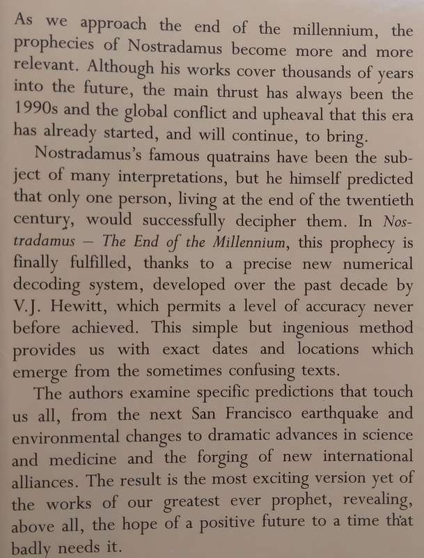 Nostradamus: The End of the Millennium, Prophecies 1992 to 2001 | V. J. Hewitt & Peter Lorie