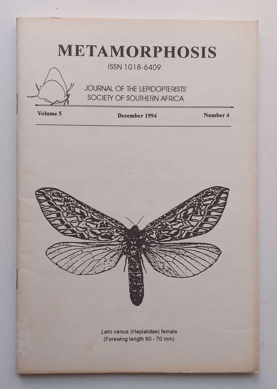 28 Issues of Metamorphosis, Journal of the Lepidopterists Society of Southern Africa