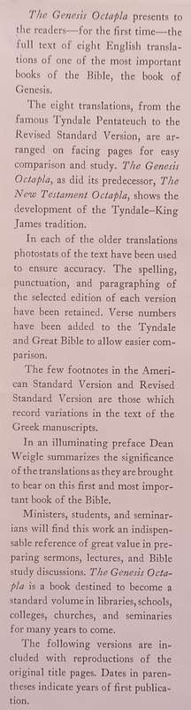 The Genesis Octapla: Eight English Versions of Genesis in the Tyndale-King James Tradition | Luth...