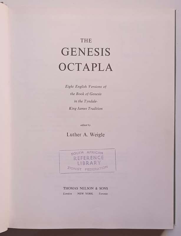 The Genesis Octapla: Eight English Versions of Genesis in the Tyndale-King James Tradition | Luth...