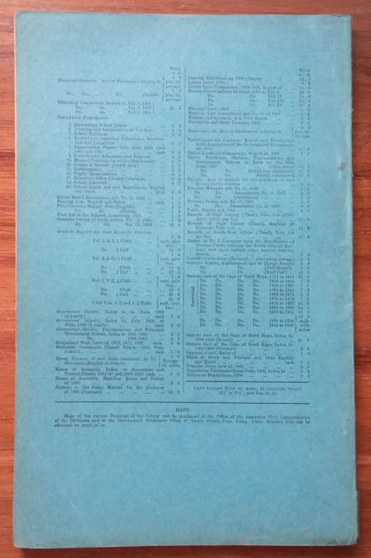 Cape of Good Hope Blue Book on Native Affairs 1909