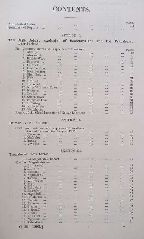 Cape of Good Hope Blue Book on Native Affairs 1903