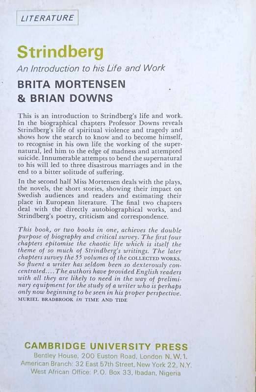 Strindberg: An In Introduction to his Life and Work | Brita Mortensen and Brian Downs