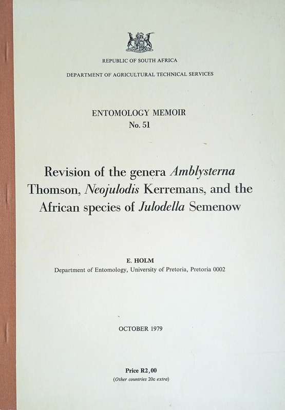 Revision of the Genera Amblysterna Thomson, Neojulodis Kerremans, and the African Species of Julo...