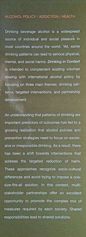 Drinking in Context. Patterns, Interventions, and Partnerships | Gerry Stimson, Marcus Grant, Mar...