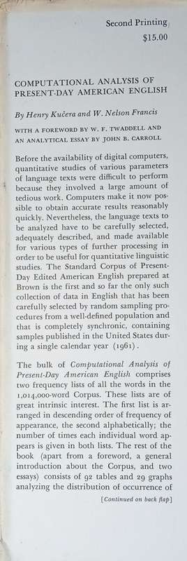 Computational Analysis of Present-Day American English | Henry Kucera and W. Nelson Francis
