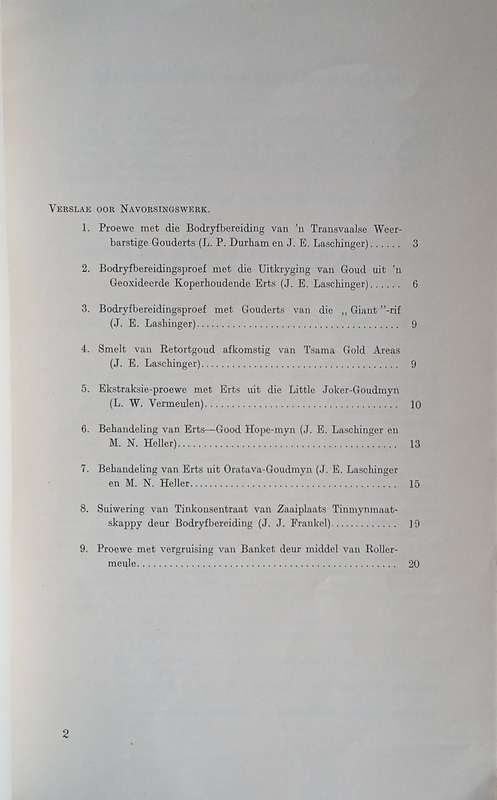 Minerale Navorsings, Bulletin No.4. Mineraal-Navorsingslaboratorium, Universiteit van Witwatersra...