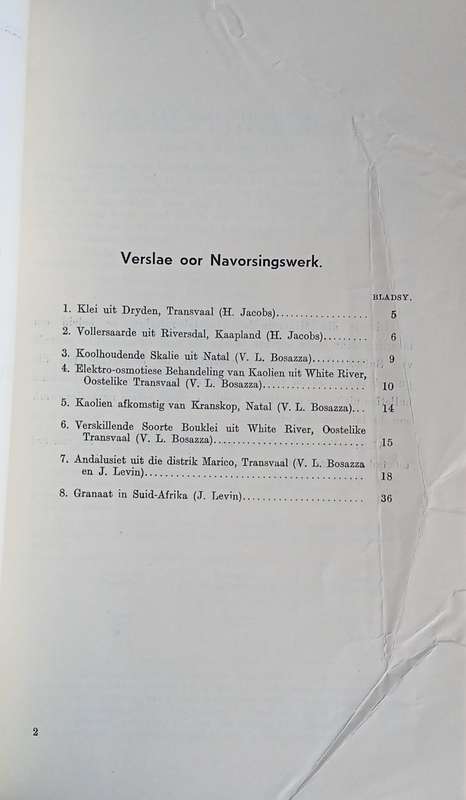 Minerale-Navorsings, Bulletin no. 3 Mineraal-Navorsingslaboratorium, Universiteit van Witwatersra...