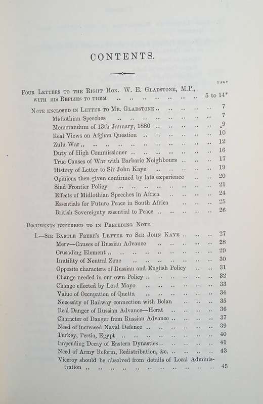 Afghanistan and South Africa. Letters to the Right Honourable W.E. Gladstone | Sir Bartle Frere