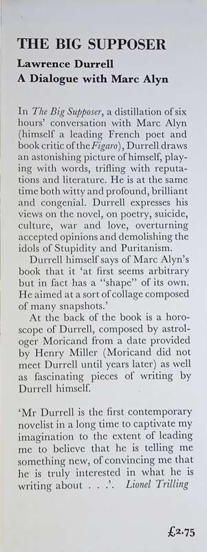 The Big Supposer: A Dialogue with Marc Alyn | Lawrence Durrell