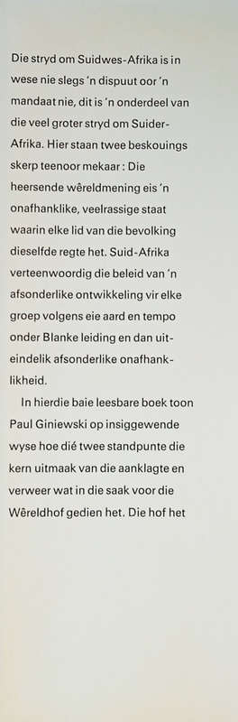 Die Stryd om Suidwes-Afrika [Afrikaans Text] | Paul Giniewski