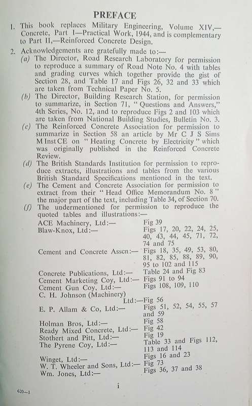 Military Engineering. Volume XIV - Concrete. Part 1. Practice 1952