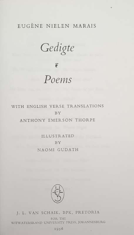 Eugene Nielen Marais: Gedigte Poems, With English Verse Translations by Anthony Emerson Thorpe | ...