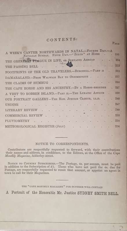 The Cape Monthly Magazine Volume VI, October 1859 and Volume VII, January 1860 | Alfred Cole and ...