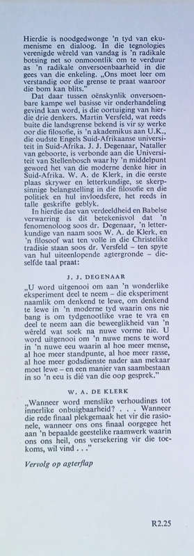 Beweging Uitwaarts [Afrikaans text] | J.J. Degenaar, W.A. de Klerk, Martin Versveld