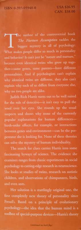 No Two Alike: Human Nature and Human Individuality | Judith Rich Harris