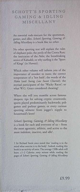 Schott's Sporting Gaming and Idling Miscellany | Ben Schott