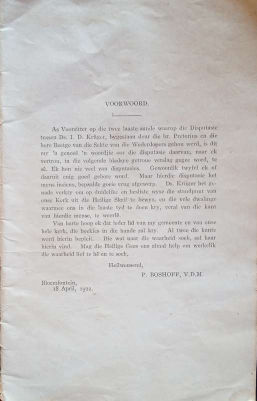 Disputasie Met die Wederdopers [Afrikaans]