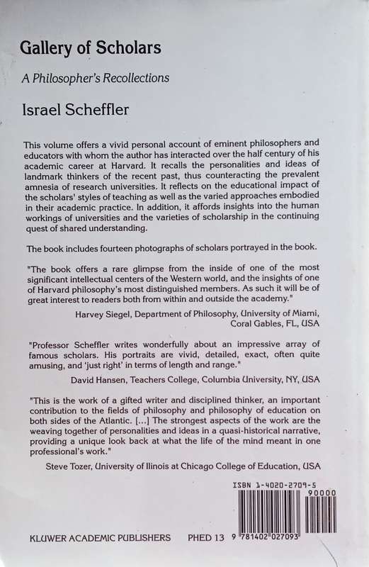 Gallery of Scholars: A Philosopher's Recollections | Israel Scheffler
