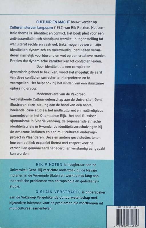 Cultuur en Macht: Over Identiteit en Conflict in een Multiculturele Wereld [Dutch] | Rik Pinxten ...