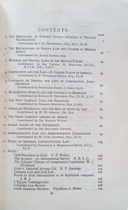 The Journal of Comparative Legislation and International Law, Third Series Vol. XX, Part I: Febru...