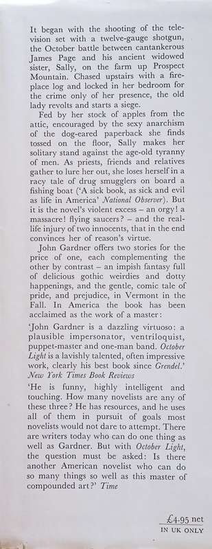 October Light [First Edition] | John Gardner