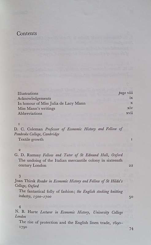 Textile History and Economic History: Essays in Honour of Miss Julia de Lacy Mann | N.B. Harte an...