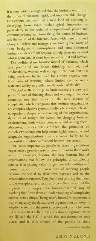 The Soul at Work: Unleashing the Power of Complexity Science for Business Success | Roger Lewin &...