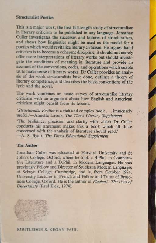 Structuralist Poetics: Structuralism, Linguistics and the Study of Literature | Jonathan Culler