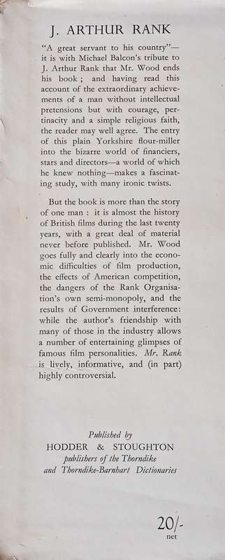 Mr Rank: A Study of J. Arthur Rank and British Films | Alan Wood