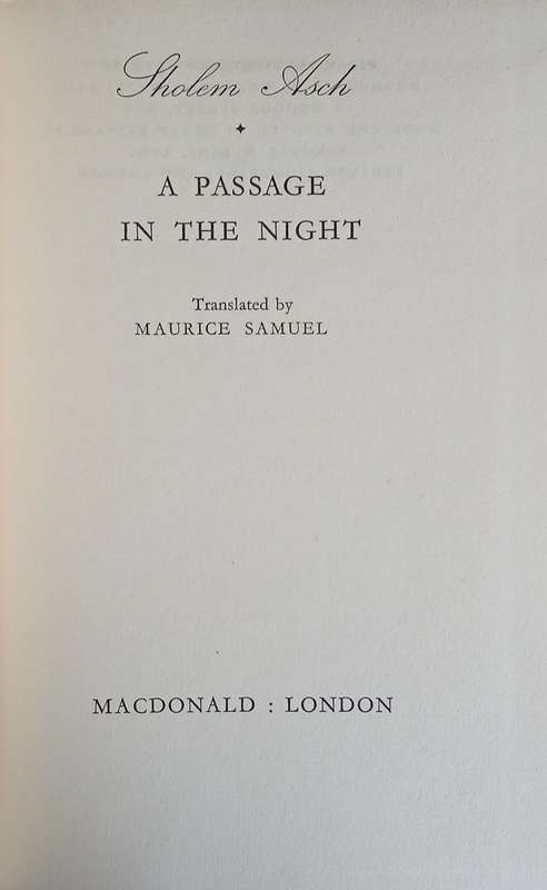 A Passage in the Night | Sholem Asch
