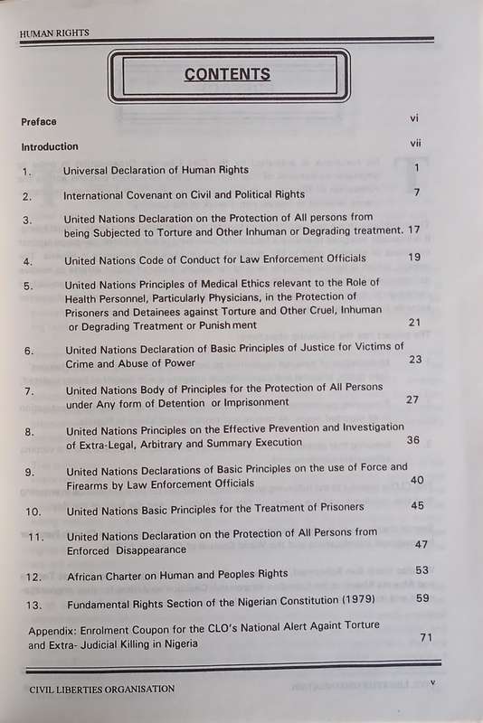Human Rights. A Handbook of National and International Instruments on Torture and Extra Judicial ...
