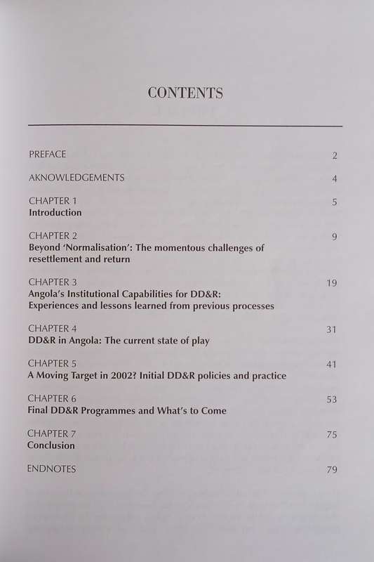 Sustaining the Peace in Angola: An Overview of Current Demobilisation, Disarmament and Reintegrat...