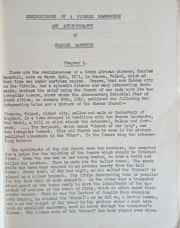 Reminiscences of a Pioneer Pawnbroker and Autobiography [Signed and Inscribed] | Charles Baneshik