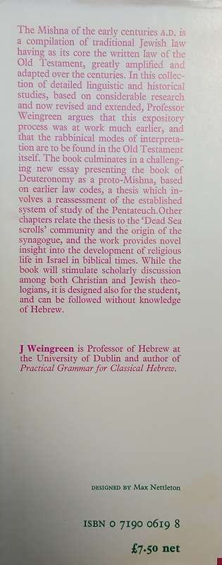 From Bible to Mishna | J. Weingreen