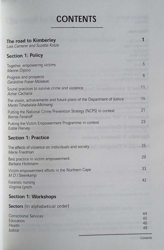 Special Report on Victim Empowerment in South Africa | Lala Camerer & Suzette Kotze (eds.)