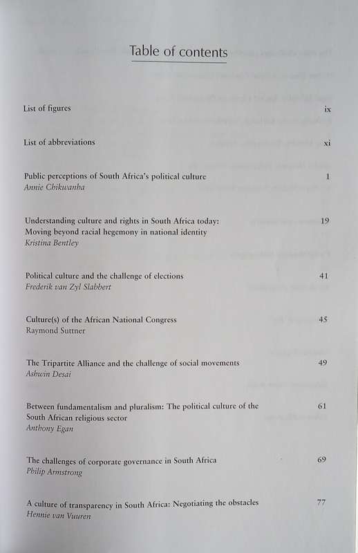 Political Culture in the New South Africa: Seminar Report September 2006