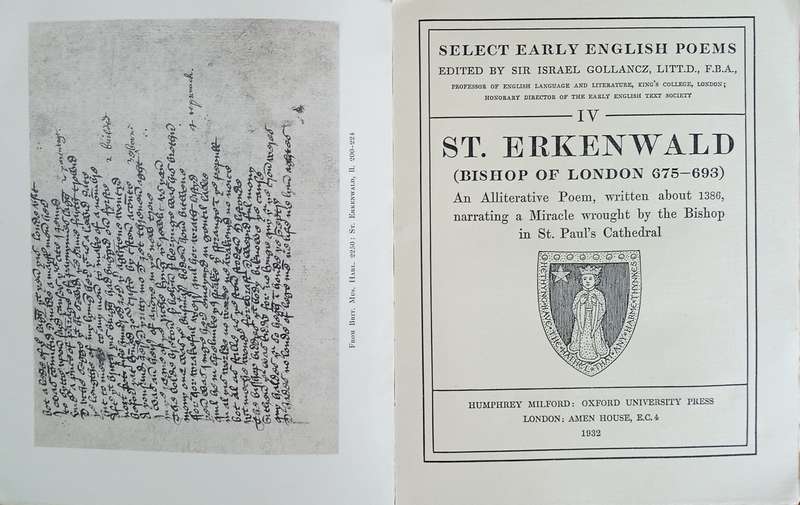 Select Early English Poems IV: St. Erkenwald (Bishop of London 675-693) | Sir Isaac Gollancz (ed.)