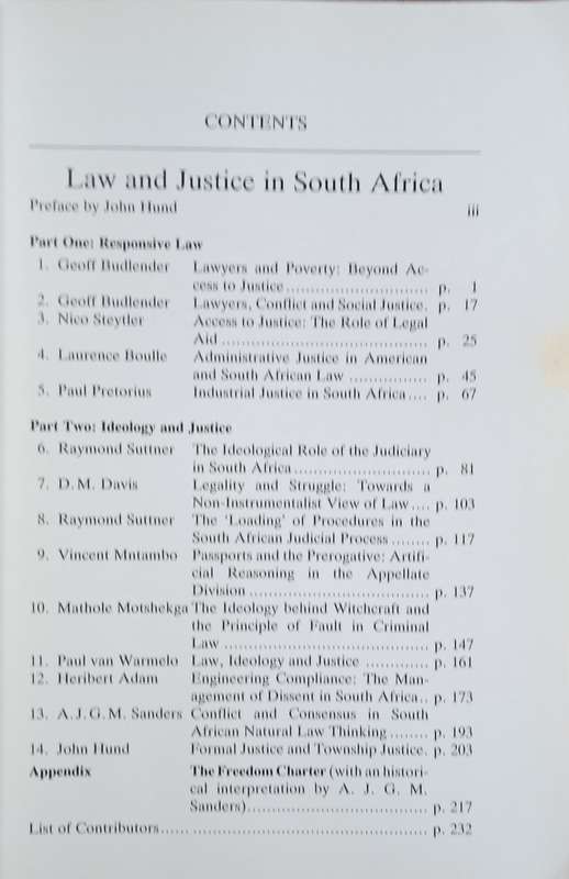Law and Justice in South Africa | John Hund (ed.)