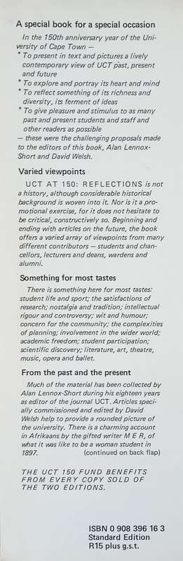 UCT at 150: Reflections | Alan Lennox-Short & David Welsh (eds.)