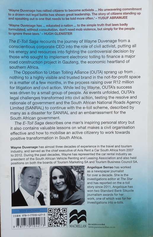 The E-Toll Saga: A Journey form CEO to Civil Activist [Inscribed by Angelique Serrao] | Wayne Duv...