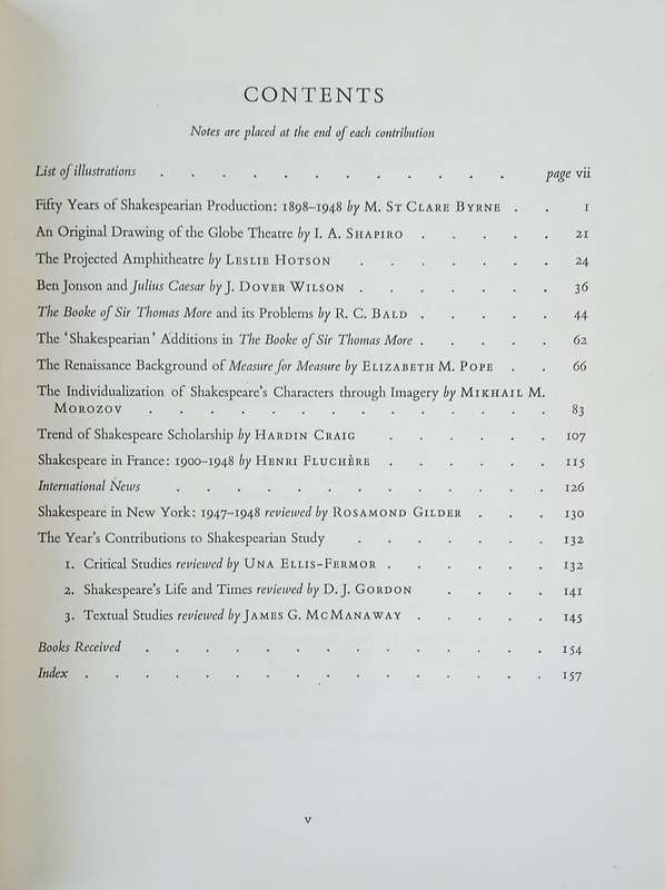 Shakespeare Survey: The Annual Survey of Shakespearian Study & Production 2, 1949 | Allardyce Nic...
