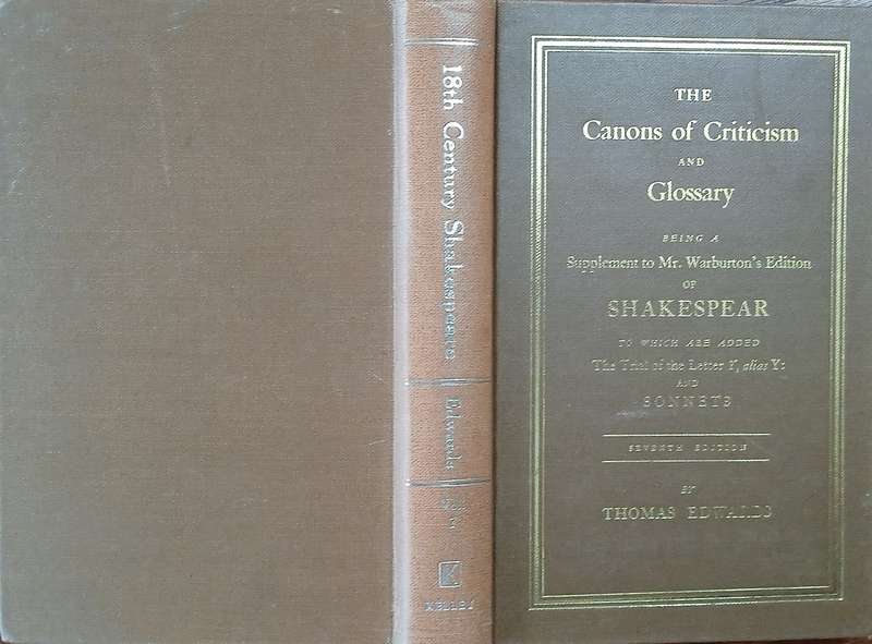 Eighteenth Century Shakespeare No. 7: The Cannons of Criticism and Glossary | Thomas Edwards