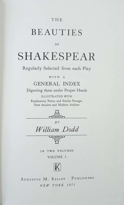 Eighteenth Century Shakespeare No. 9: The Beauties of Shakespear vol. 1 | William Dodd